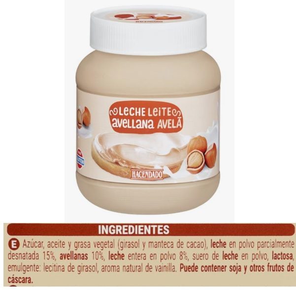 Crema de avellanas Mercadona