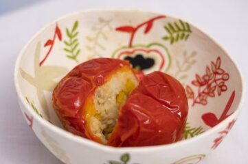 Pimientos rellenos de arroz al horno